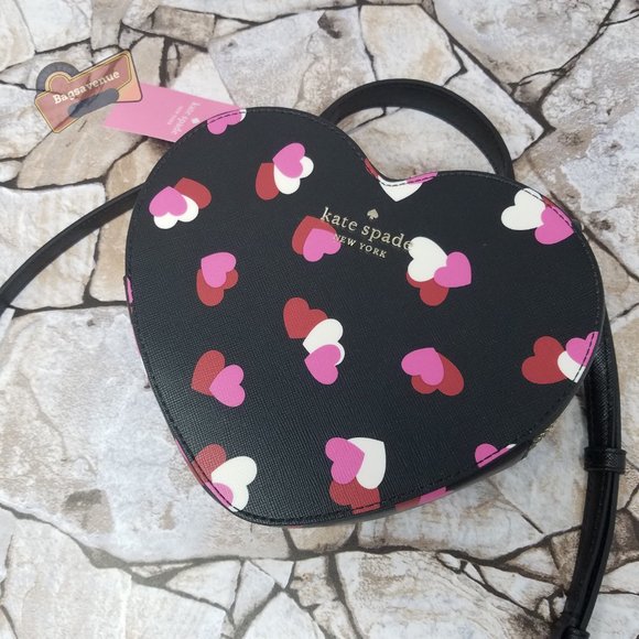 #bagsavenue love shack heart flutter multi pink black red crossbody kate spade - Picture 2 of 6